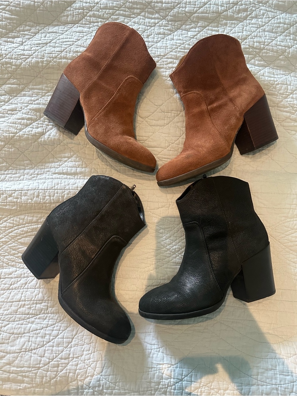 2 pairs - Nine West Women’s Ankle Booties in Brown and Black - size 8 1/2